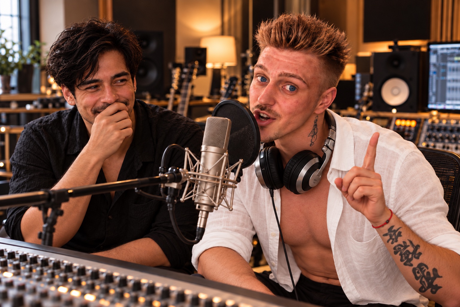 DJ Andy'K and Max Liem in the studio