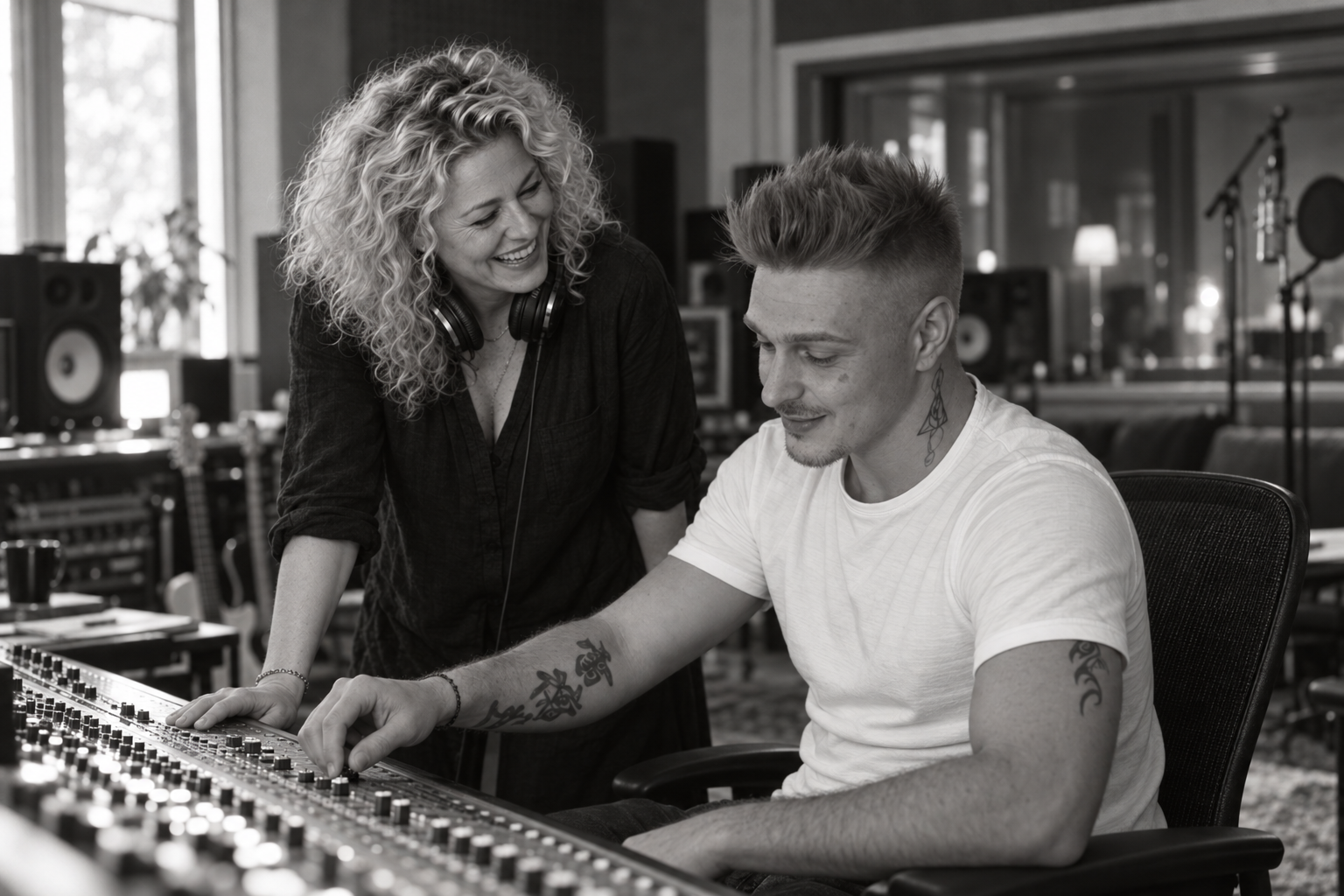 DJ Andy'K and Margirt “Ritta” Fellner in the studio