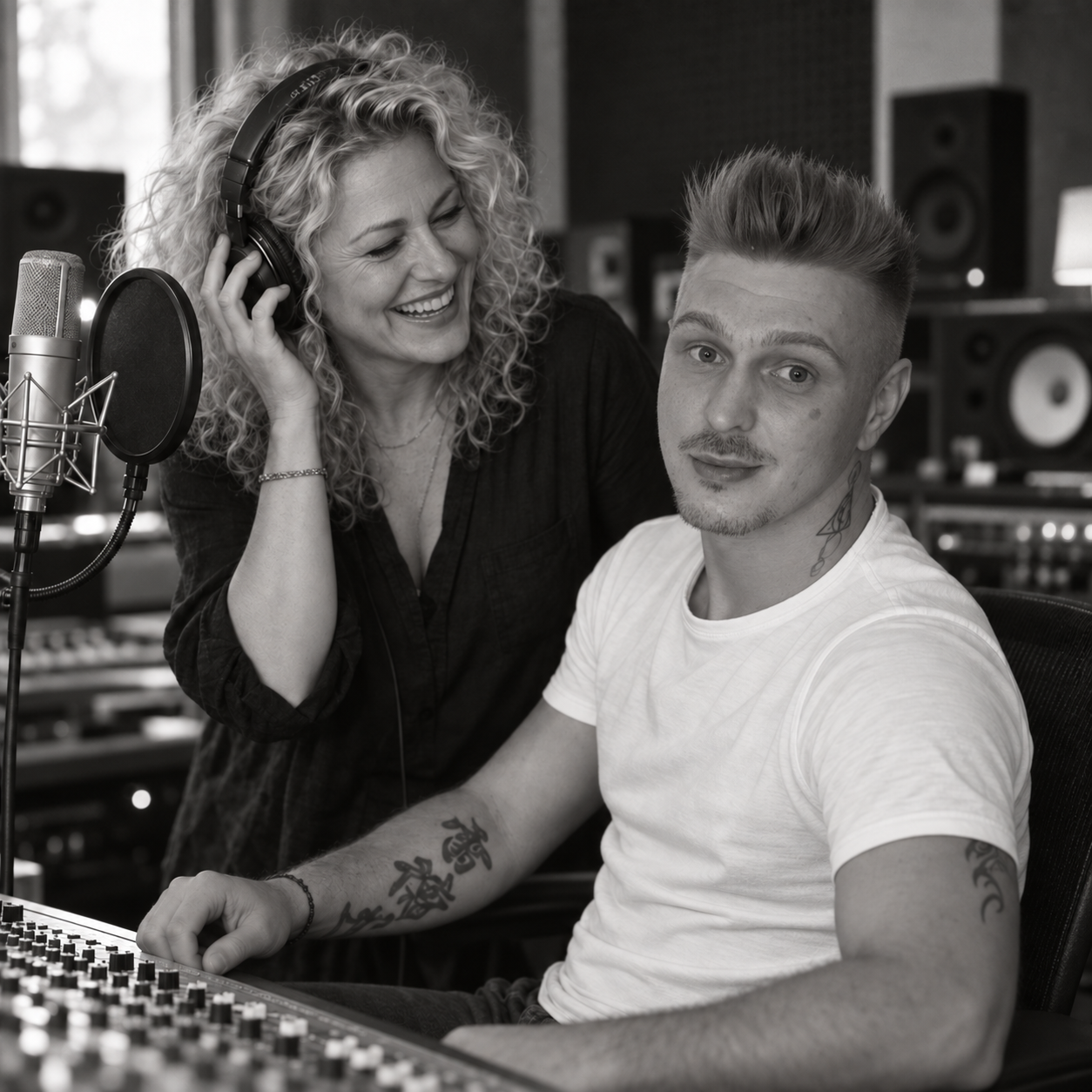 DJ Andy'K and Margirt “Ritta” Fellner in the studio